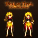  bakemonogatari blonde blush cape fangs halloween jack-o&#039;-lantern kouji_(campus_life) loli open_mouth oshino_shinobu pumpkin side_ponytail trick_or_treat twin_tails yellow_eyes 