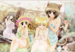  absurdres alicia_testarossa animal_ears arf bath bathing blonde_hair eyes_closed fate_testarossa highres kemonomimi komori_atsushi linith lyrical_nanoha mahou_shoujo_lyrical_nanoha multiple_girls nude precia_testarossa towel 