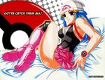  ass bad_anatomy blue_hair dawn hikari_(pokemon) jadenkaiba poke_ball pokeball pokemon skirt watch 
