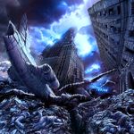  airplane alexiuss bad_end bodies city cityscape copyright_request death highres no_humans overgrown ruins scenery sky 