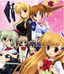  crease einhart_stratos fate_testarossa fixme fujima_takuya heterochromia mahou_shoujo_lyrical_nanoha mahou_shoujo_lyrical_nanoha_vivid school_uniform takamachi_nanoha vivio 