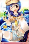  areolae bandaid hoppege maebari nipple_covers pantsu panty_pull see_through shimapan thighhighs wet_clothes 