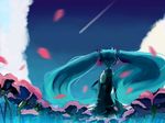 clouds detached_sleeves flowers green_hair hatsune_miku knee_socks tagme twin_tails vocaloid 