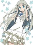  ano_hi_mita_hana_no_namae_wo_bokutachi_wa_mada_shiranai. blue_eyes dress honma_meiko long_hair rinko_yuzuki solo white_hair 