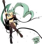  aqua_eyes aqua_hair guitar hatsune_miku instrument jinbei long_hair skirt solo thighhighs twintails very_long_hair vocaloid 