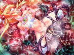  1girl blonde_hair blue_eyes fucked_silly honjou_erena long_hair mahou_shoujo_erena restrained rolleyes rolling_eyes slime spread_legs tentacle torn_clothes twintails valkyria_(studio) 