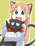  animal_ears blonde_hair blue_eyes cat_ears jitome kemonomimi_mode kouzu_shou long_hair nichijou professor_shinonome sakamoto_(nichijou) 