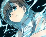  biribiri brown_eyes brown_hair electricity gogiga_gagagigo misaka_mikoto school_uniform solo to_aru_kagaku_no_railgun to_aru_majutsu_no_index uniform 