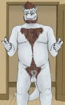  2019 5_fingers anthro arlin_oxer_(character) balls beard belly biped blue_eyes body_hair chest_hair claws detailed_background dragonborn dungeons_&amp;_dragons erection facial_hair feathers foreskin front_view hair hi_res horn humanoid_hands humanoid_penis inside looking_at_viewer male matydraws_(artist) moobs navel nude overweight overweight_male partially_retracted_foreskin penis plantigrade portrait pubes scales scalie smile smirk smug solo standing teeth three-quarter_portrait uncut 