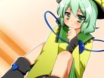  blush green_eyes green_hair hat komeiji_koishi nakano short_hair touhou 