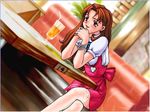  brown_eyes brown_hair casual_romance_club houkago_ren-ai_club restaurant 