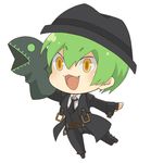  bad_id bad_pixiv_id blazblue chibi fang green_hair hat hazama male_focus necktie puppet smile solo tsujimiya_(chako_444) white_background yellow_eyes 