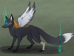  black black_mage blackmage canine female feral fox fur glow glowing howlingvoice magic mammal shadow solo standing tail wings 