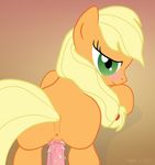  all_fours anus applejack_(mlp) blonde_hair blush butt doggystyle equine female feral friendship_is_magic from_behind green_eyes hair horse looking_back male mammal my_little_pony penetration penis pony ponytail pussy sex straight syoee_b vaginal vaginal_penetration 