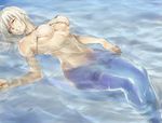  artist_request breasts cleavage grey_hair large_breasts mermaid monster_girl shell shell_bikini shell_bra water 