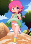  cute dress loli pantsu purple_eyes purple_hair randosel shoes skirt_lift socks tree 