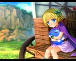  :t apple bandages barrel belt bianca's_daughter blonde_hair blue_eyes blurry blush boots bottle bow cape child cloud crossed_arms day depth_of_field dragon_quest dragon_quest_v dress food fruit gloves grass ground_vehicle hair_bow hug hug_from_behind looking_down mountain mutsuki_(moonknives) nature open_mouth outdoors pout profile sheath sheathed short_dress short_hair sitting sky slime_(dragon_quest) sword wagon weapon wheel wood 
