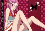  anemone_(eureka_seven) anji blush bug butterfly cover doujinshi dress eureka_seven eureka_seven_(series) hair_ornament hairclip highres insect kuroo_(project_apricot) legs long_hair long_legs panties pink_hair purple_eyes sitting solo underwear 