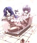  asakura_ryouko barefoot bath bathtub claw_foot_bathtub feet jitome multiple_girls nagato_yuki nude petals shared_bathing suzumiya_haruhi_no_yuuutsu tokyo_(great_akuta) transparent_bathtub x-ray 