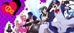  amaimon anger_vein animal_ears ao_no_exorcist apron bad_id bad_pixiv_id black_hair blue_fire blue_hair blush brothers cat cat_ears crossdressing facepalm fire glasses green_hair gun heart highres kuro_(ao_no_exorcist) maid maid_headdress male_focus miwa_konekomaru miyamayomema multiple_boys okumura_rin okumura_yukio one_eye_closed pink_eyes pink_hair pointy_ears shima_renzou siblings suguro_ryuuji sword tail tail-tip_fire tears weapon 