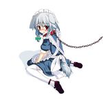  animal_ears bad_id bad_pixiv_id braid chain collar dog_ears dog_tail gochou_(atemonai_heya) izayoi_sakuya kemonomimi_mode maid ribbon short_hair silver_hair solo tail thighhighs touhou twin_braids 