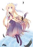  air blonde_hair blue_eyes kamio_misuzu kawakami_tomoko long_hair looking_up ponytail ripples school_uniform solo very_long_hair water yuzuki_(rurirara) 