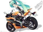  detached_sleeves green_hair hatsune_miku high_res knee_socks motorcycle tagme twin_tails vocaloid wallpaper 