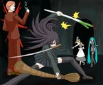  3girls blood broom gun hatsune_miku katana katsura_kotonoha kirisame_marisa multiple_girls muska niconico niconico_rpg school_days spring_onion studio_ghibli sword tenkuu_no_shiro_laputa touhou vocaloid weapon 