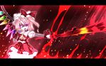  blonde_hair blood blood_sword blush flandre_scarlet hands hat kiyomin letterboxed red_eyes ribbon side_ponytail solo sword tongue touhou weapon wings wrist_ribbon 