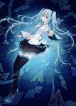  aqua_eyes aqua_hair bad_id bad_pixiv_id boots detached_sleeves hatsune_miku highres long_hair necktie paper paper_airplane reira_(zetalatte) skirt smile solo thigh_boots thighhighs twintails very_long_hair vocaloid 