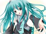  blush detached_sleeves green_hair hatsune_miku tagme tie twin_tails vocaloid 