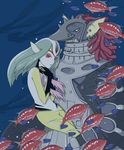  blue_submarine_no_6 female fish male marine monster monster_girl monstergirl mutio nude pointy_ears red_eyes underwater unknown_artist verg water yellow_skin 