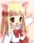  akiba_hideki animal_ears blonde_hair bow cat_ears pita_ten solo uematsu_koboshi 