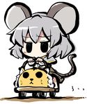  :&gt; akaneya animal_ears bad_id bad_pixiv_id blush chibi eyebrows eyebrows_visible_through_hair grey_hair hair_between_eyes lowres mouse mouse_ears mouse_tail nazrin solo tail touhou 