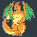  anthro blush breasts charizard chubby delthero dragon fat female nintendo nipples nude overweight pok&#233;mon pok&#233;morph pok&eacute;mon pussy scalie solo standing tail video_games wings 