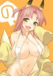  animal_ears artist_request breasts fox_ears fox_tail infinite_stratos large_breasts nohotoke_honne non-web_source open_mouth pink_hair short_twintails simple_background sleeves_past_wrists slingshot_swimsuit smile solo source_request swimsuit tail twintails yellow_eyes 
