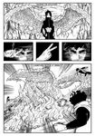  1girl akatsuki_(naruto) battle comic english greyscale konan mag-nit might_guy monochrome naruto_(series) naruto_shippuuden 