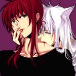  2boys blood kurama multiple_boys red_hair youko_kurama yu_yu_hakusho yuu_yuu_hakusho 