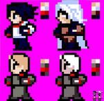  adler akatsuki_(akatsuki_blitzkampf) akatsuki_blitzkampf cloak elektrosoldat final_fantasy from_side long_sleeves lowres multiple_boys murakumo_(akatsuki_blitzkampf) namelessl pink_background pixel_art simple_background 