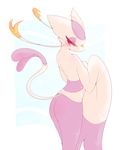  blush breasts butt female kosyo looking_at_viewer mienshao nintendo plain_background pok&#233;mon pok&#233;morph pok&eacute;mon red_eyes solo standing video_games white_background 