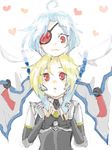  :3 ahoge blazblue blonde_hair eyepatch lambda-11 multiple_girls nu-13 red_eyes silver_hair tegaki 