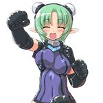  ^_^ bad_id bad_pixiv_id breasts busou_shinki closed_eyes dd_(ijigendd) doll_joints elbow_gloves elf gloves green_hair happy maryceles medium_breasts open_mouth pointy_ears short_hair solo 