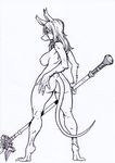  black_and_white breasts burmecian butt female final_fantasy final_fantasy_ix freya_crescent hand_on_butt kamina1978 mammal monochrome nude polearm rat rodent solo spear video_games weapon 