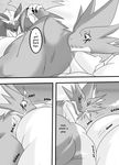  big_breasts big_muscles breasts comic day_with_dna dragon female greyscale growth hair huge_breasts hyper hyper_muscles macro male monochrome muscles ryuakira tail 