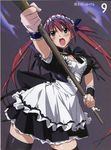  absurdres airi_(queen's_blade) highres maid queen's_blade red_hair scan scythe solo takamura_kazuhiro thighhighs zettai_ryouiki 