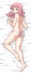  absurdres barefoot bra dakimakura drill_hair feet hands high_res incredibly_absurdres katawa_shoujo lingerie looking_back lying mikado_shiina on_stomach pantsu pimmy plump posterior_cleavage shimapan striped striped_bra 