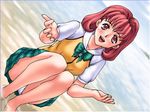  barefoot beach casual_romance_club feet houkago_ren-ai_club panchira red_eyes red_hair school_uniform 