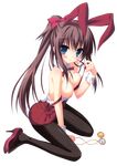  animal_ears bunny_girl hontani_kanae kemonomimi nipples oppai pantyhose transparent_png undressing usamimi 