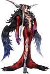 absurdres breasts dissidia_final_fantasy dress female final_fantasy final_fantasy_viii full_body highres jewelry long_hair necklace nomura_tetsuya official_art red_dress silver_hair solo tattoo ultimecia white_background 