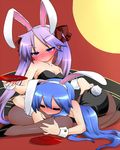  =_= alcohol animal_ears ass ass_grab bad_id bad_pixiv_id black_footwear black_legwear blush bunny_ears bunnysuit drunk high_heels hiiragi_kagami izumi_konata kogaku_kazuya lucky_star mole mole_under_eye multiple_girls pantyhose purple_hair sake saliva saucer shoes wrist_cuffs yuri 